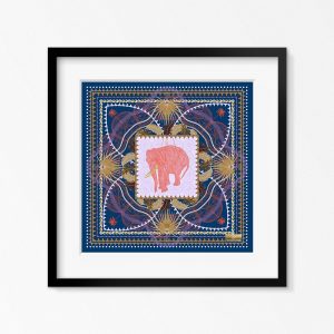 kunst poster olifant blauw
