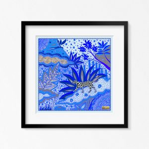 kunst poster luipaard blauw